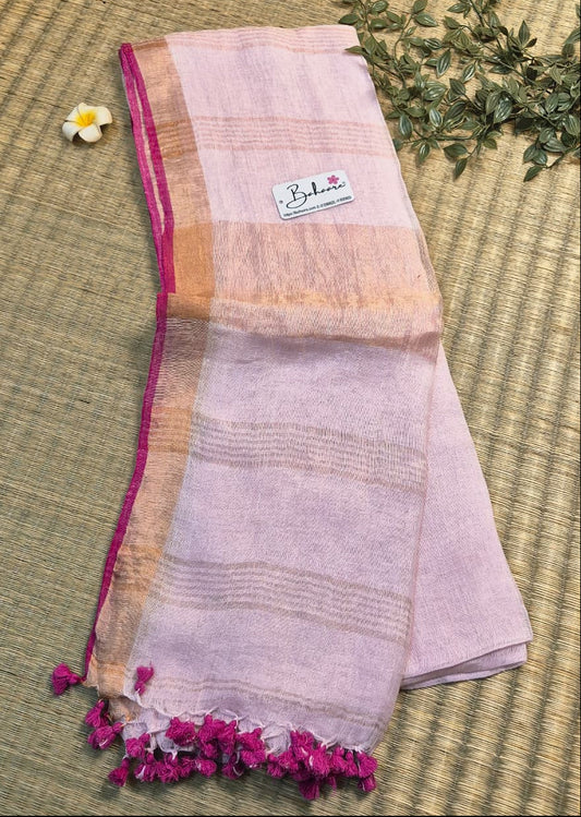Woodland Whispers | Powder Pink Jayshree Linen Saree