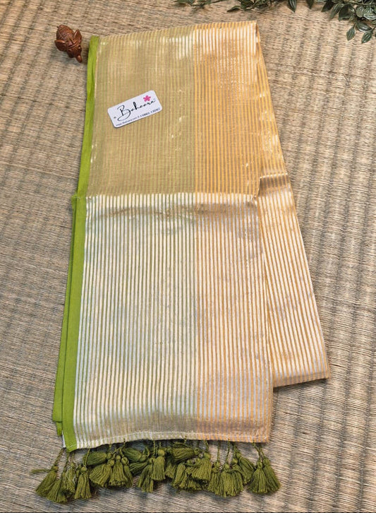 Noor | Luxury Gradient Mul Mul Cotton Saree with Golden Zari Stripe