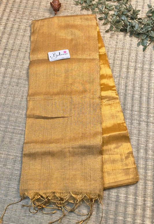 Galaxy | Gold Tissue Saree with Zari Line Pallu