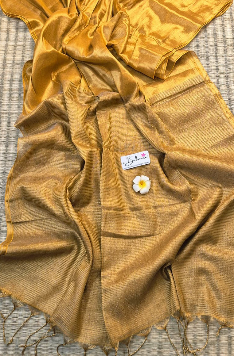 Galaxy | Gold Tissue Saree with Zari Line Pallu
