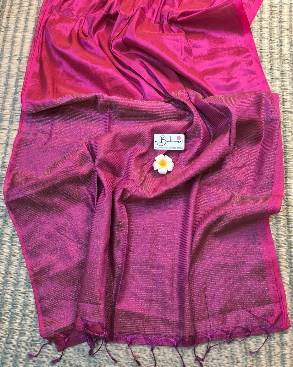 Galaxy | Queen Rose Tissue Saree with Zari Line Pallu