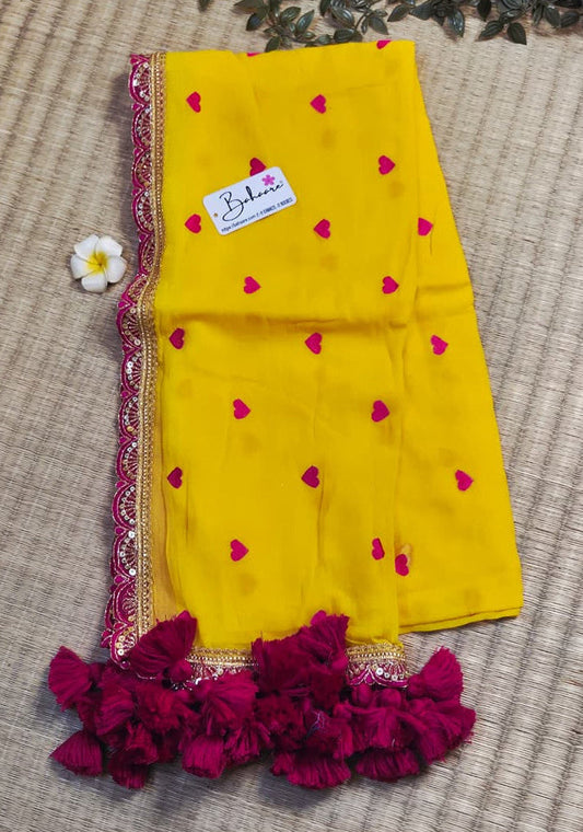 Dil | Haldi Yellow Mul Mul Cotton Saree with Golden Zari Lace