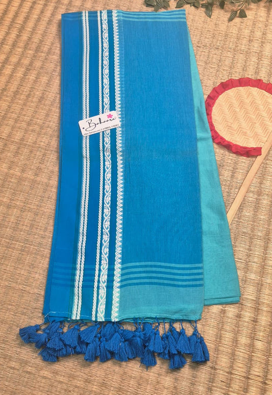 Cotton Galleria | Sky Blue Harmony Handwoven Premium Cotton Saree