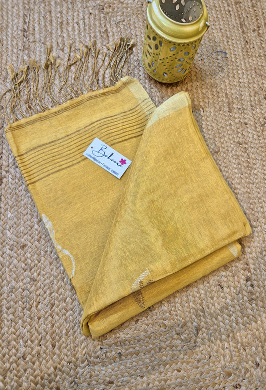 Springtime Serenity | Honey Gold Tissue Linen Saree