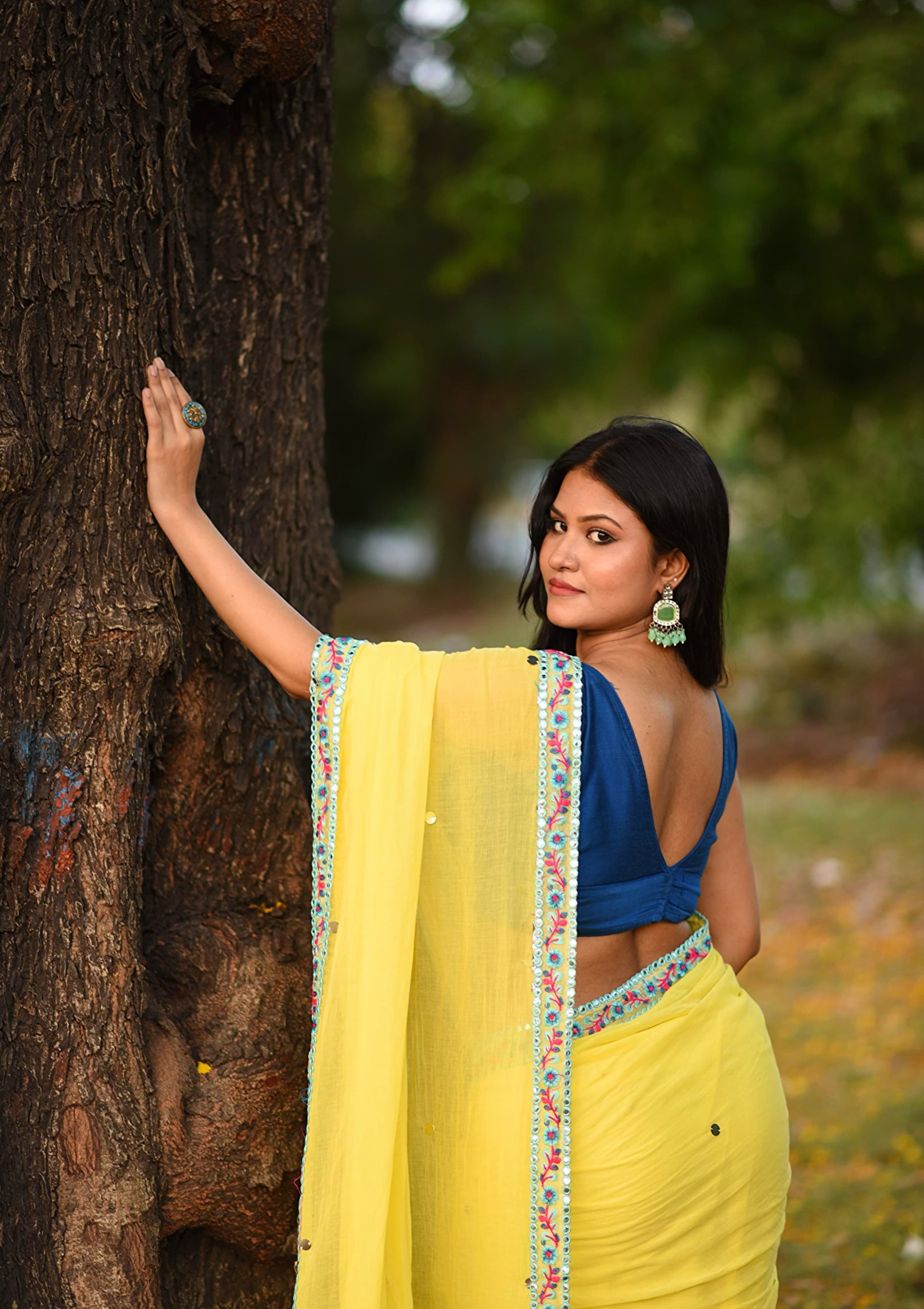 Shimmering Starlight | Lemon Yellow Mul Mul Cotton Saree with Handwork Lace