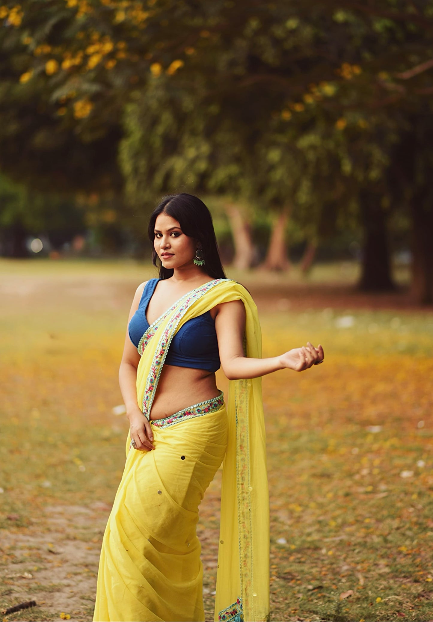 Shimmering Starlight | Lemon Yellow Mul Mul Cotton Saree with Handwork Lace
