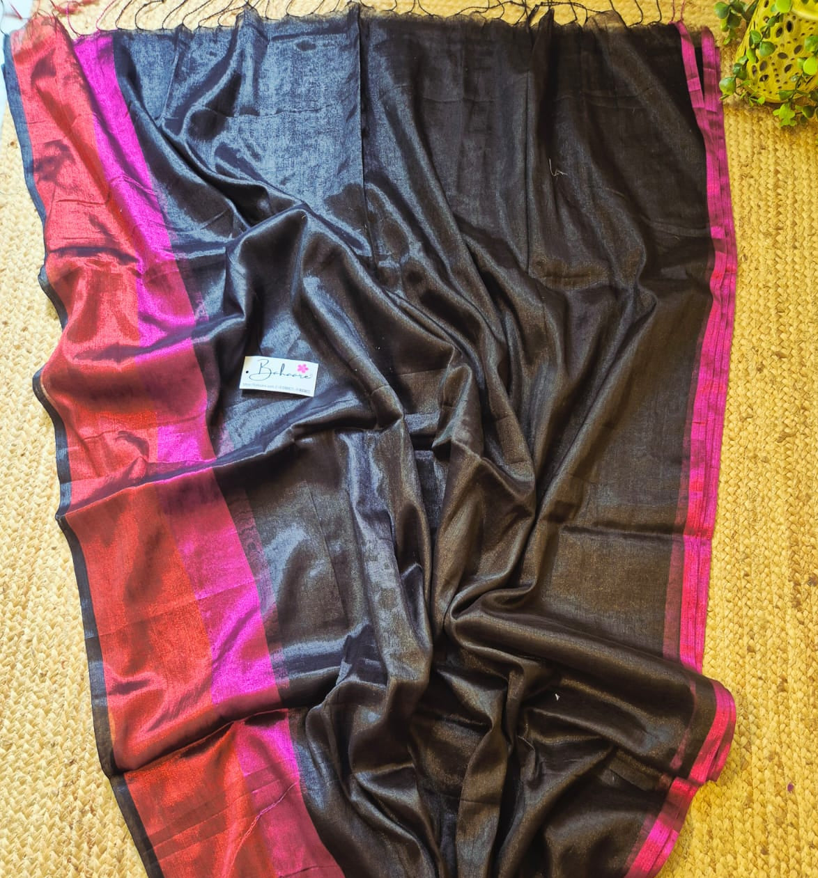 Chandni | Black with Multicoloured Tissue Saree