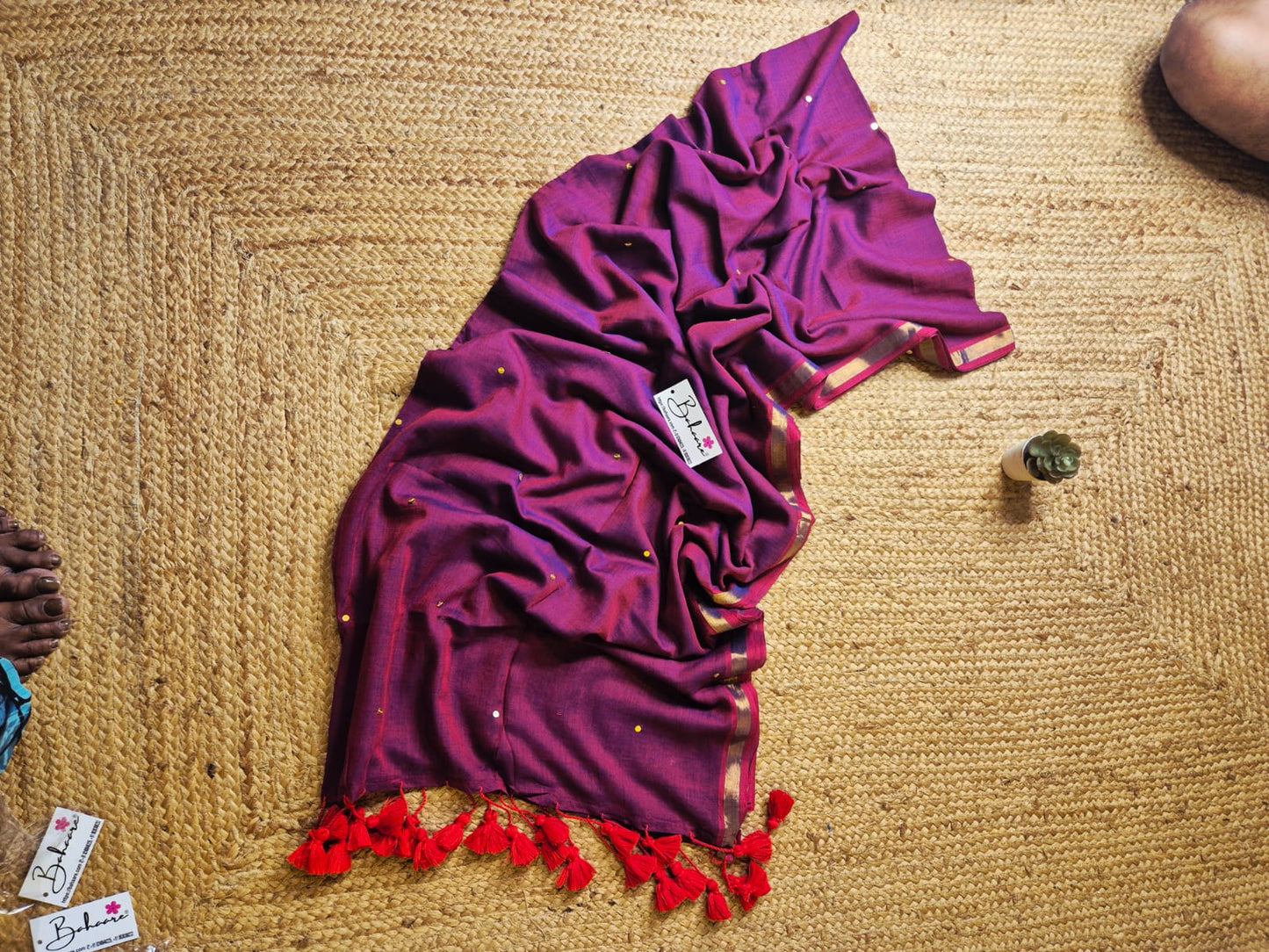 Shimmering Starlight | Purple Dual Tone Mul Mul Cotton Saree