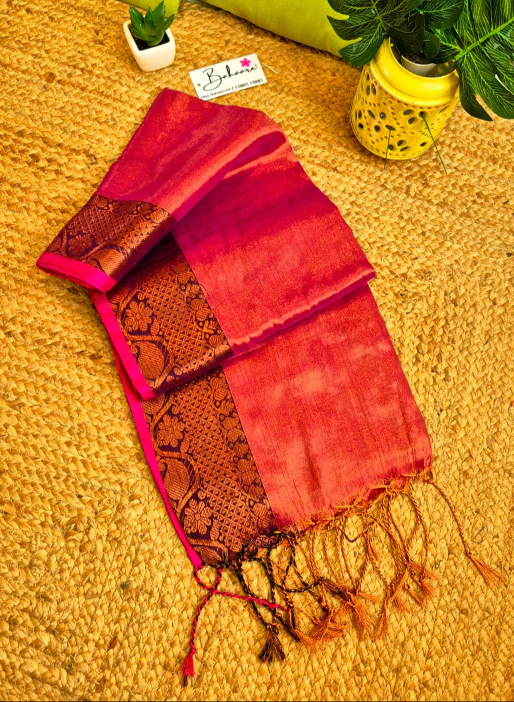 Surmai | Rose Gold Tissue Cotton Saree