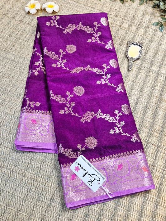 Utsav | Magenta Benarasi Katan Silk Saree