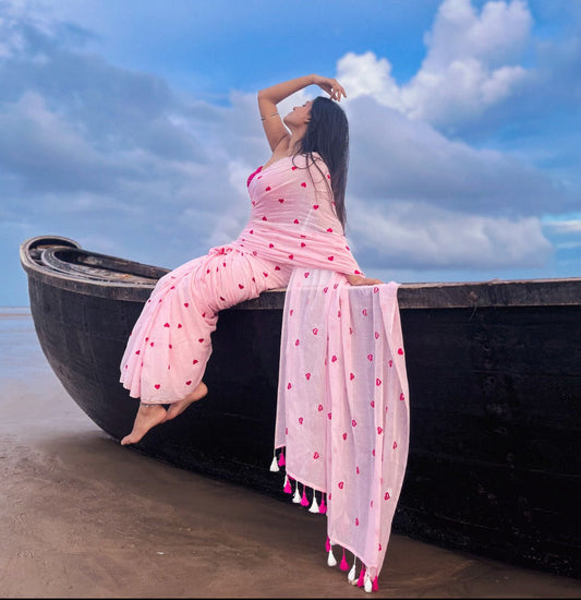 Dil | Pink Mul Mul Cotton Saree