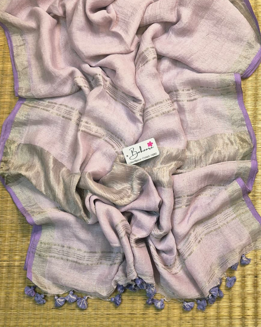 Woodland Whispers | Powder Lavender Jayshree Linen Saree