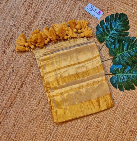 Megha | Golden Beige Grace Tissue Saree