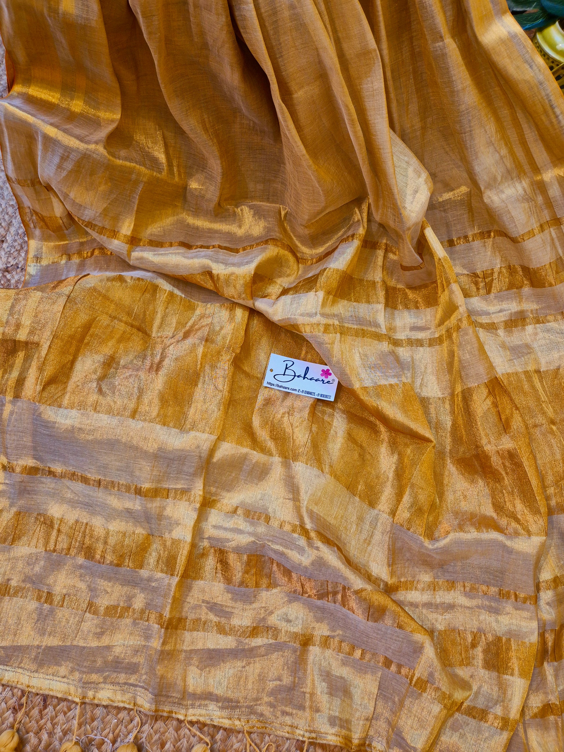 Megha | Golden Beige Grace Tissue Saree