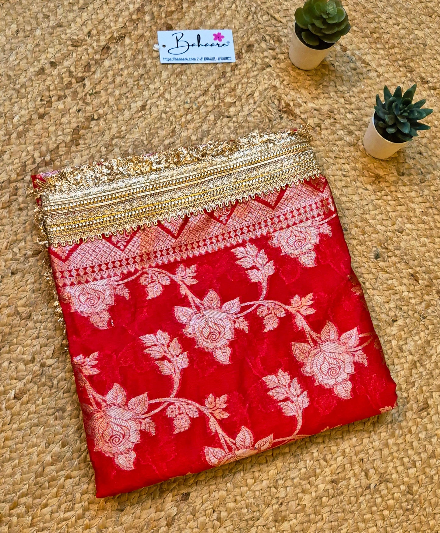 Utsav | Ruby Red Benarasi Tissue Silk Saree