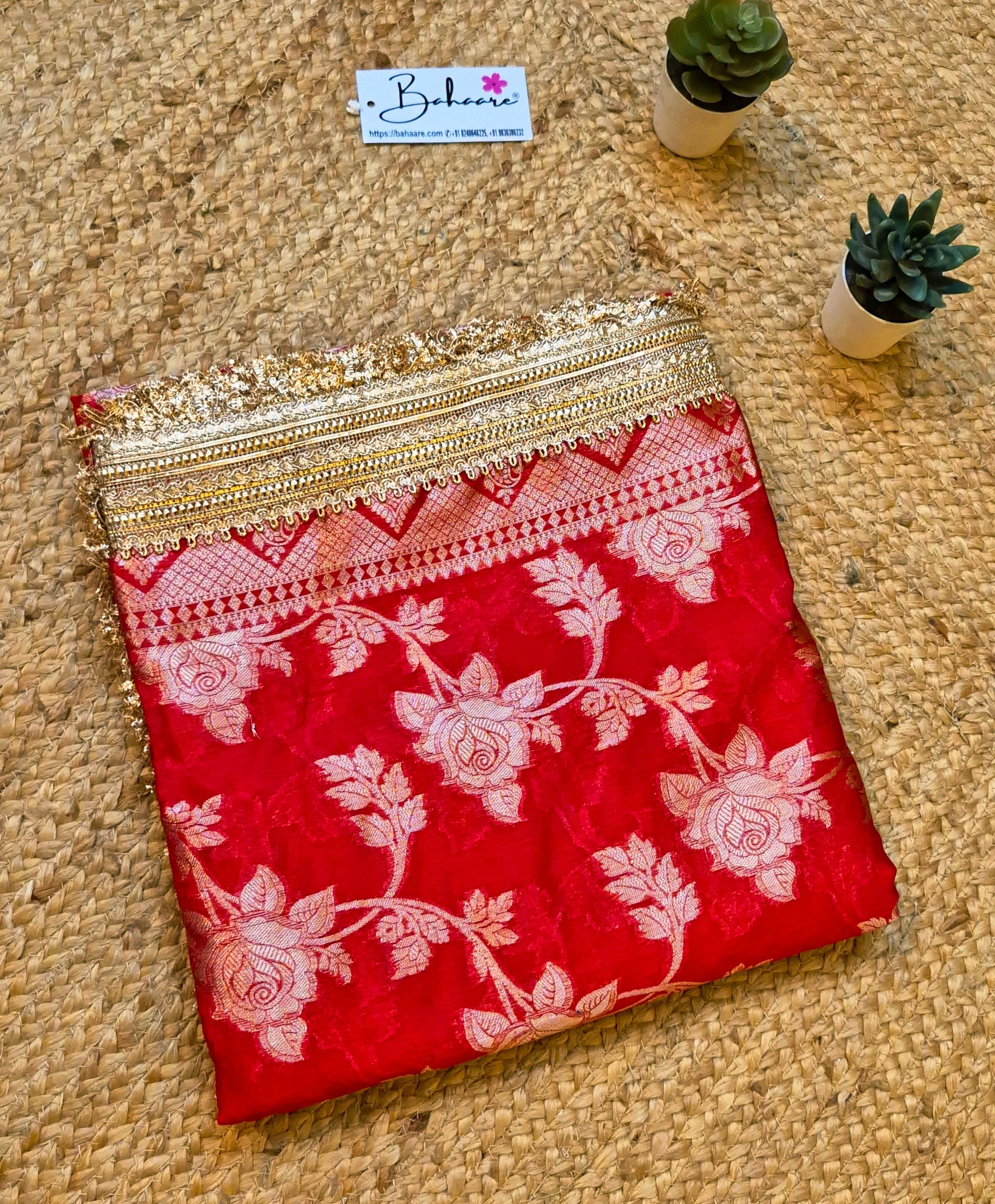 Utsav | Ruby Red Benarasi Tissue Silk Saree