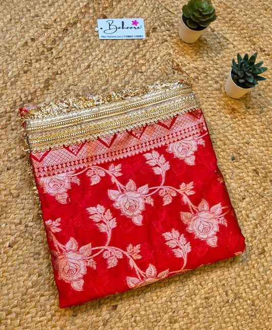 Utsav | Ruby Red Benarasi Tissue Silk Saree
