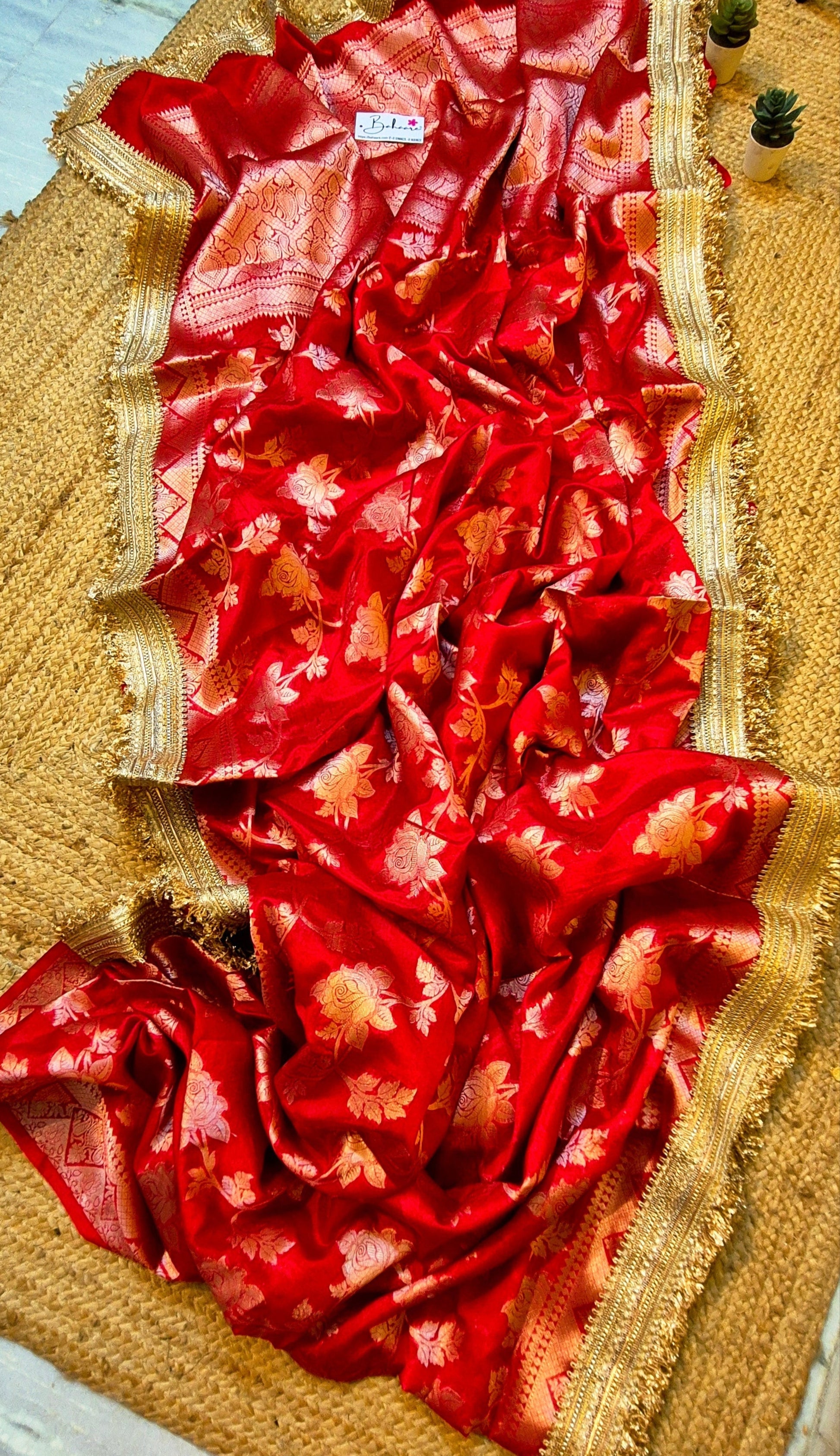Utsav | Ruby Red Benarasi Tissue Silk Saree