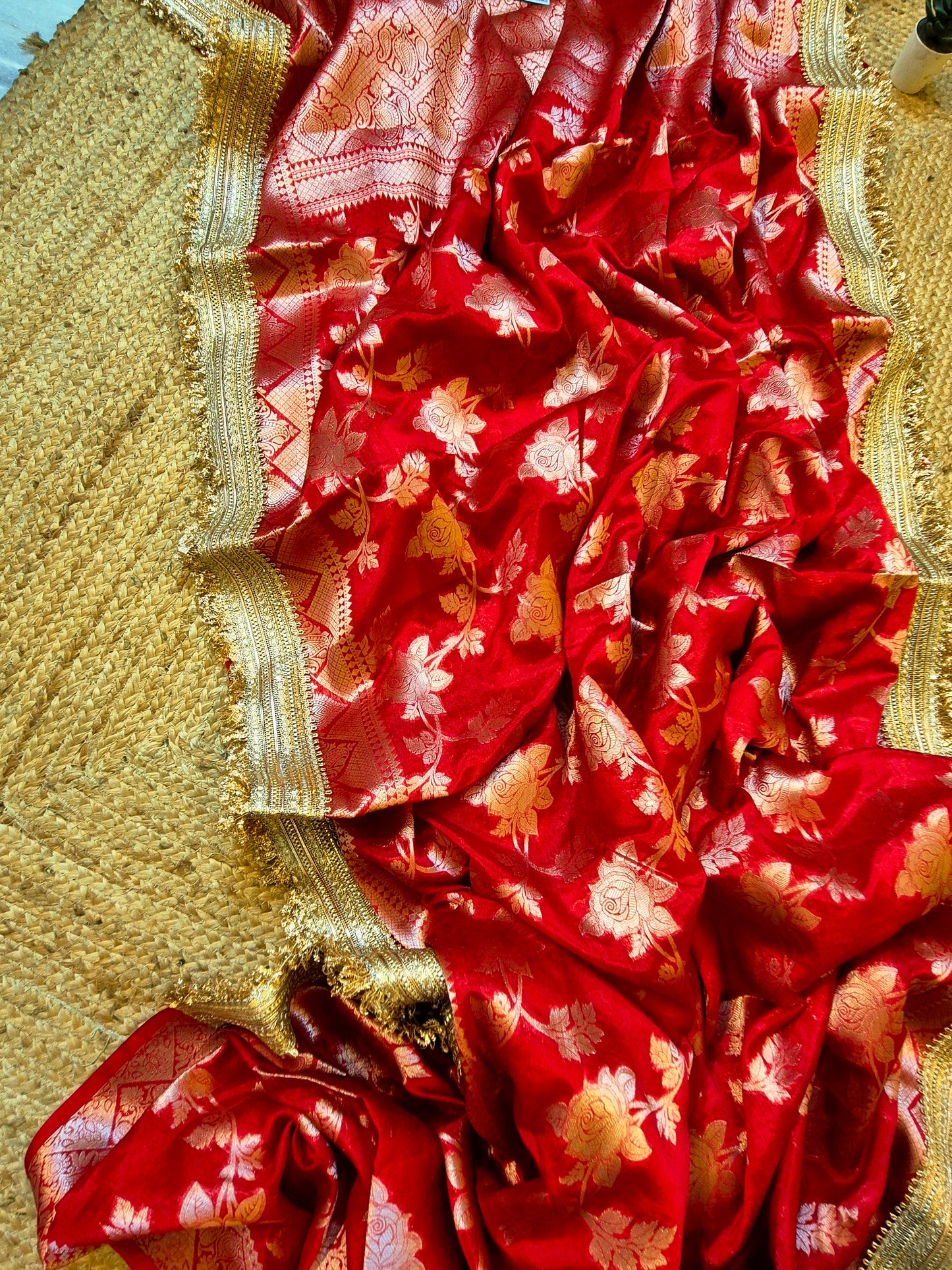 Utsav | Ruby Red Benarasi Tissue Silk Saree