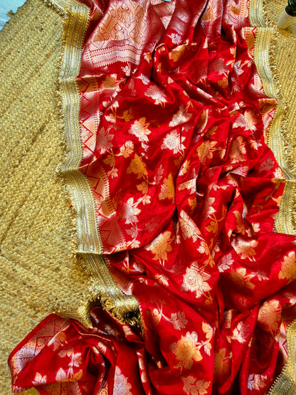 Utsav | Ruby Red Benarasi Tissue Silk Saree
