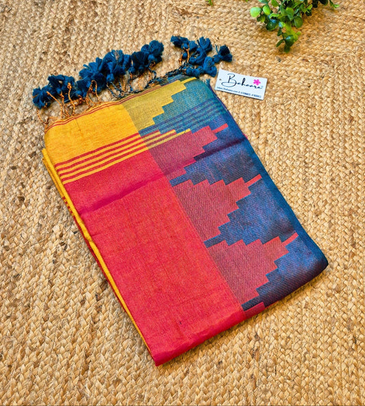 Suhani | Strawberry Handloom Tissue Saree
