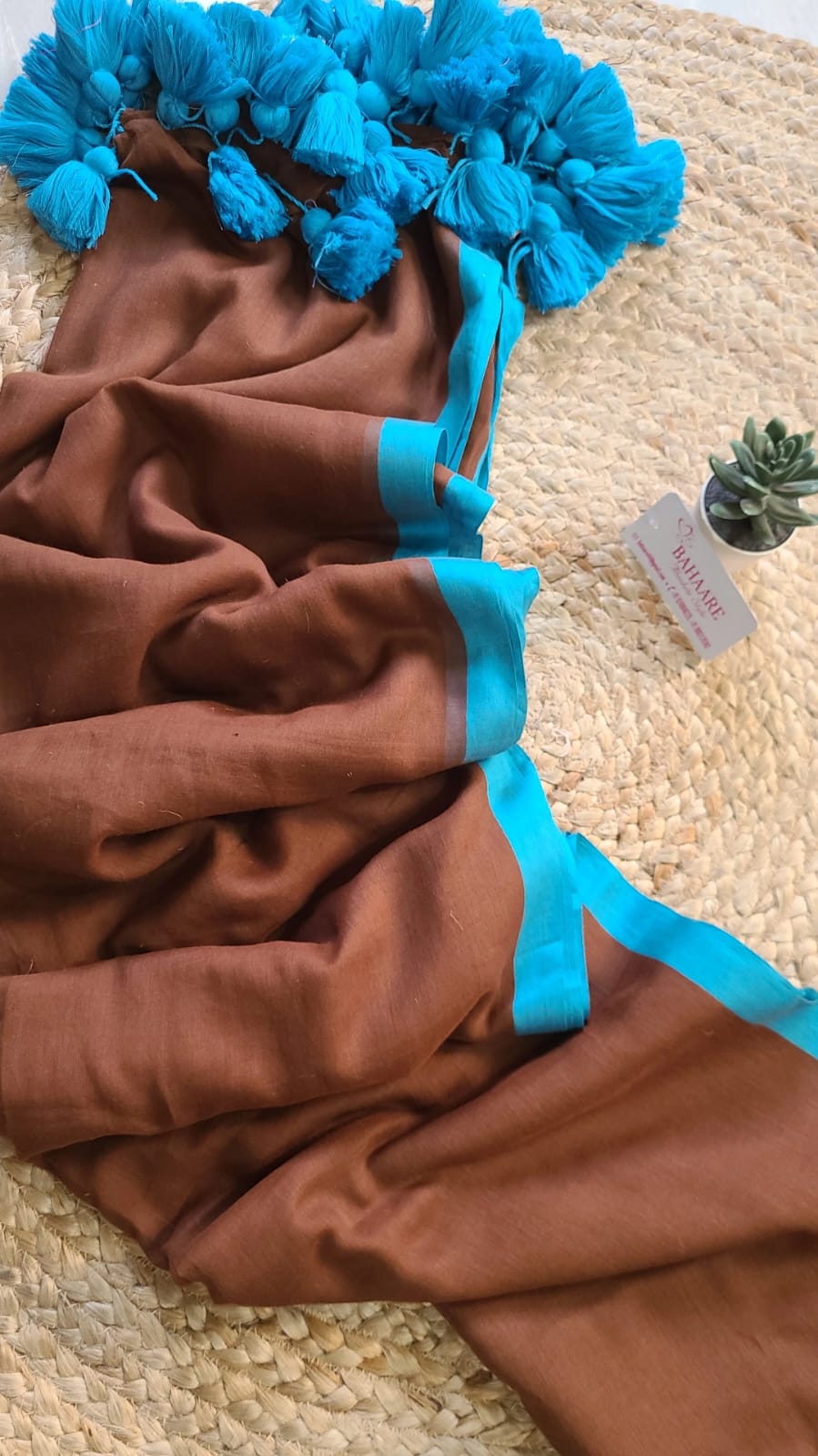 Mohini | Chocolate Brown Mul Mul Cotton Saree