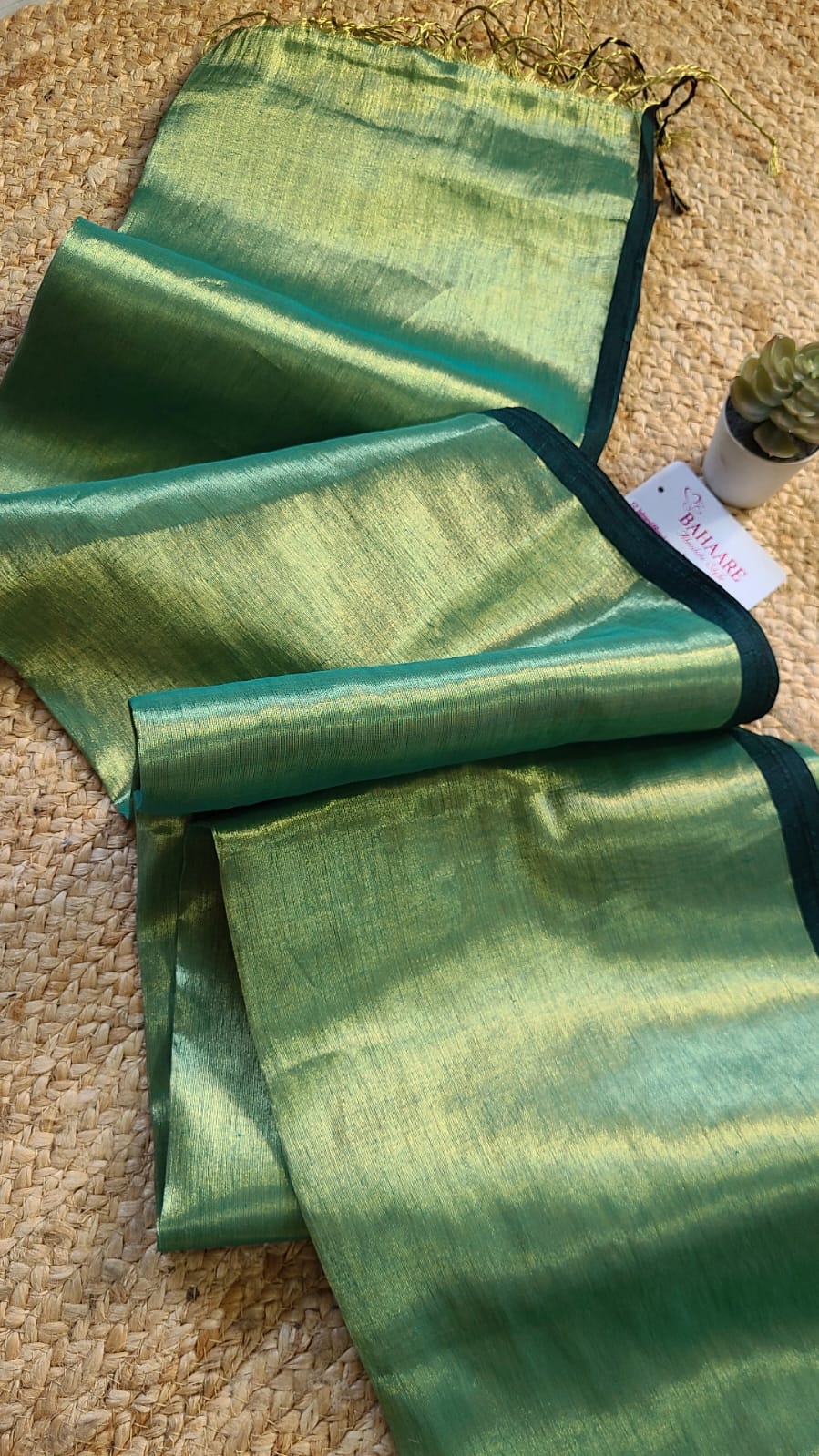 Suhani | Olive Gold Dual Tone Tissue Saree