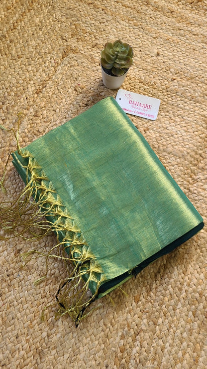 Suhani | Olive Gold Dual Tone Tissue Saree