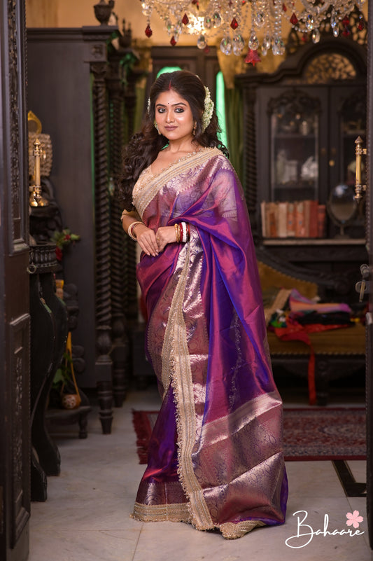 Utsav | Purple Dual Tone Benarasi Tissue Silk Saree