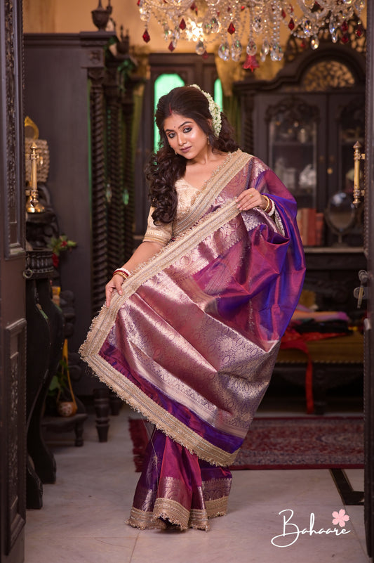Utsav | Purple Dual Tone Benarasi Tissue Silk Saree