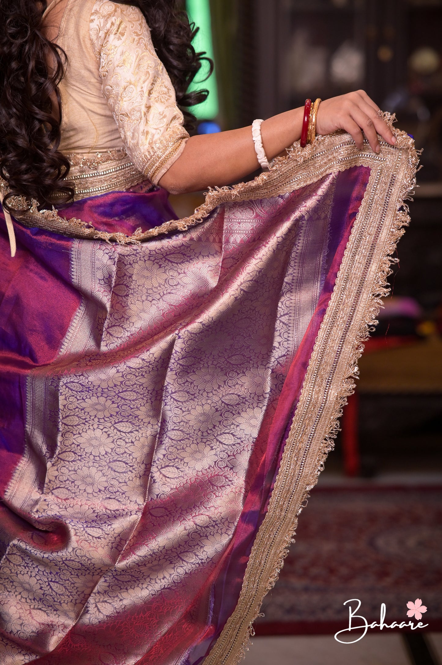 Utsav | Purple Dual Tone Benarasi Tissue Silk Saree