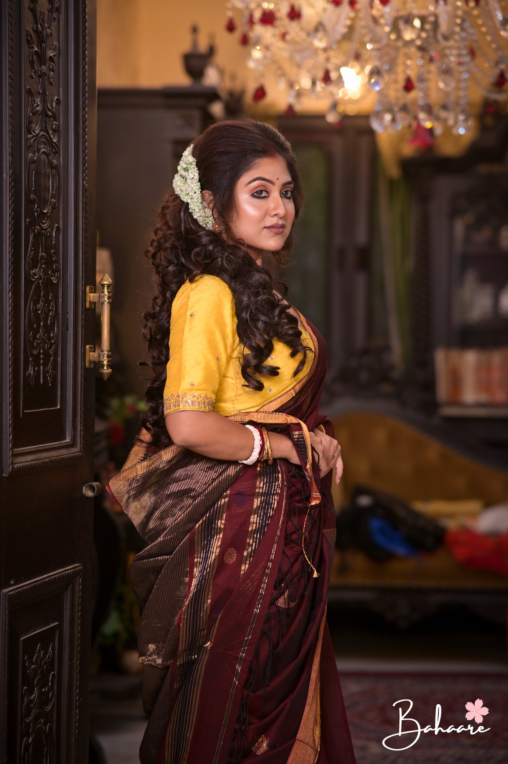 Cotton Galleria | Dark Maroon Premium Jamdani Weave Handwoven Pure Silk by Pure Cotton Saree