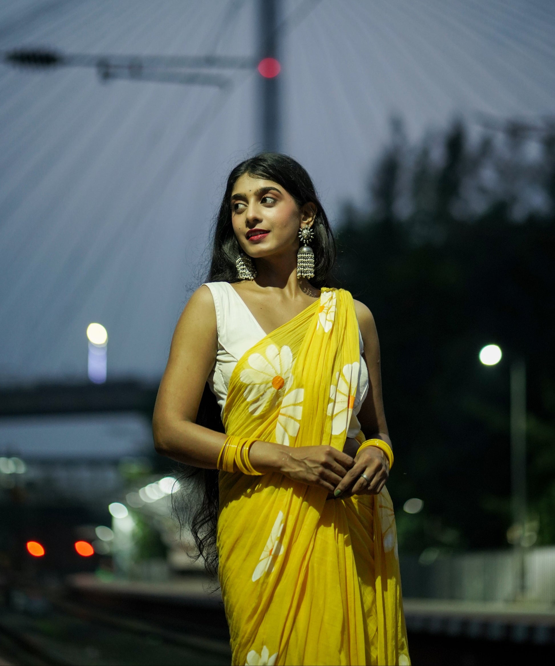 Daisy Dreams | Yellow Mul Mul Cotton Saree