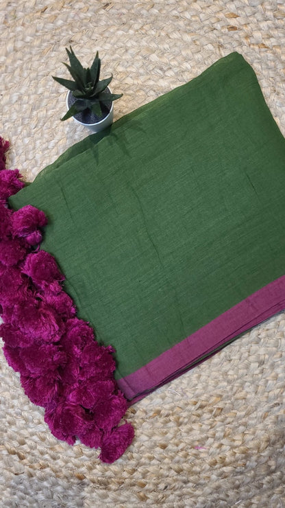 Mohini | Green Mul Mul Cotton Saree