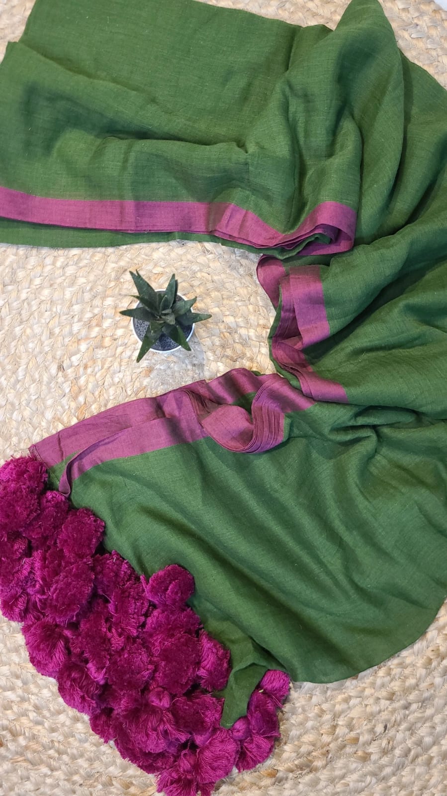 Mohini | Green Mul Mul Cotton Saree