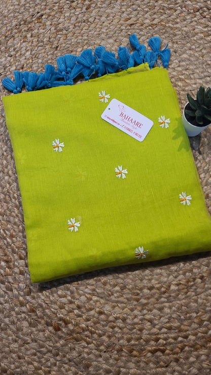 Parijat | Neon Mul Mul Cotton Saree