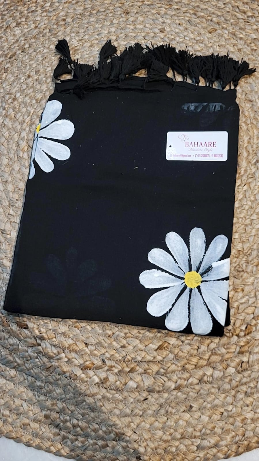 Daisy Dreams | Black Mul Mul Cotton Saree