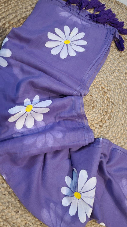 Daisy Dreams | Lavender Mul Mul Cotton Saree