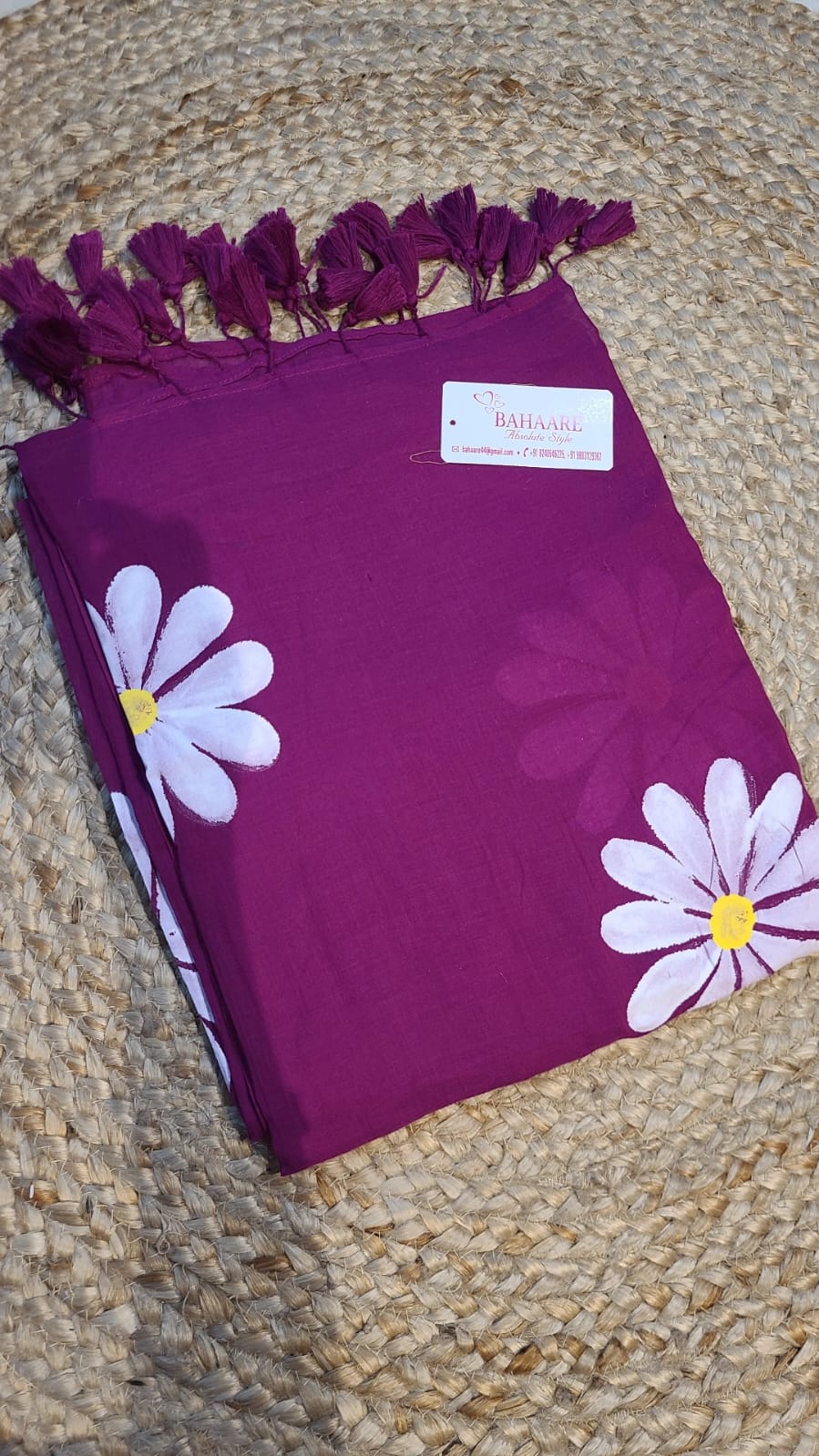 Daisy Dreams | Mauve Mul Mul Cotton Saree