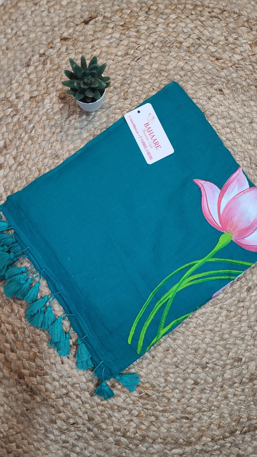 Lotus Luminance | Ocean Blue Mul Mul Cotton Saree