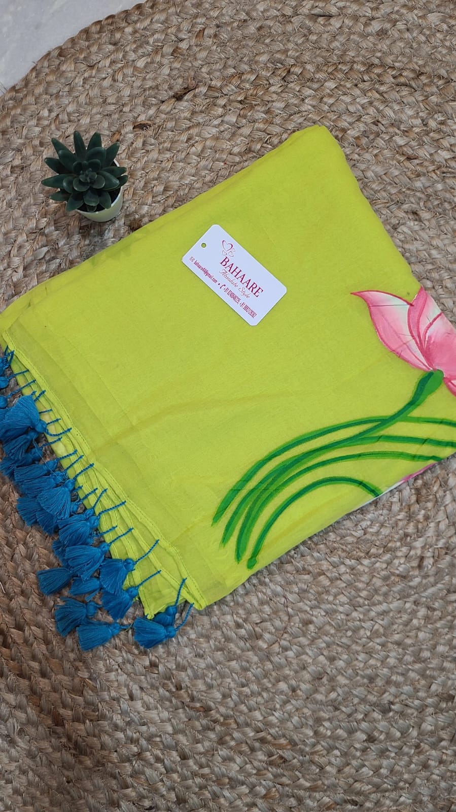 Lotus Luminance | Neon Mul Mul Cotton Saree