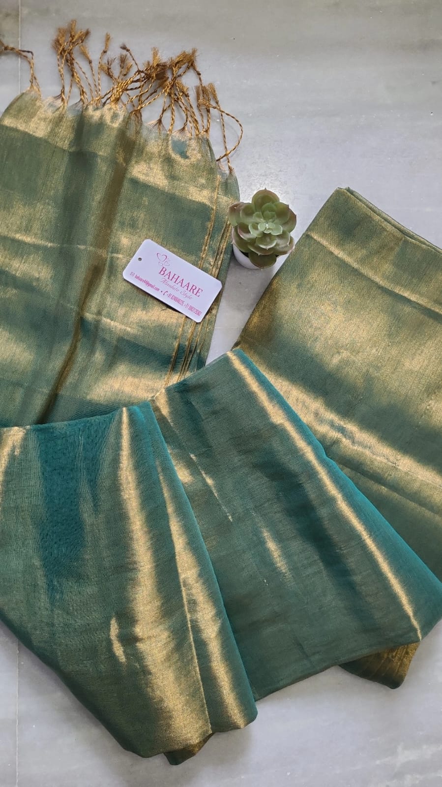 Galaxy | Metallic Green Tissue Saree