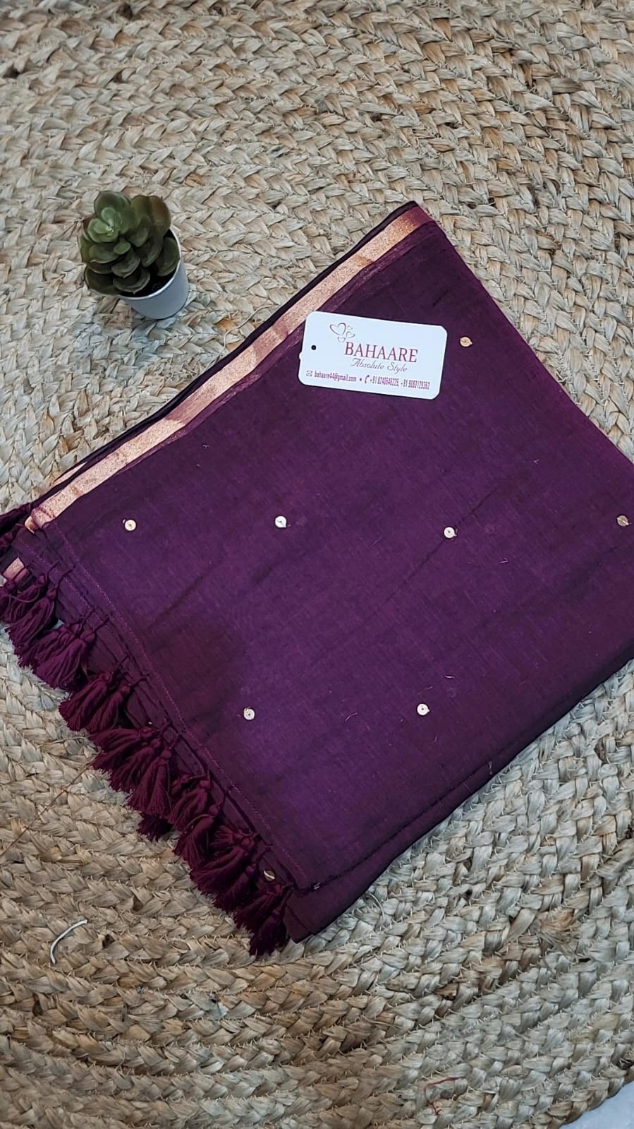 Shimmering Starlight | Amethyst Purple Mul Mul Cotton Saree