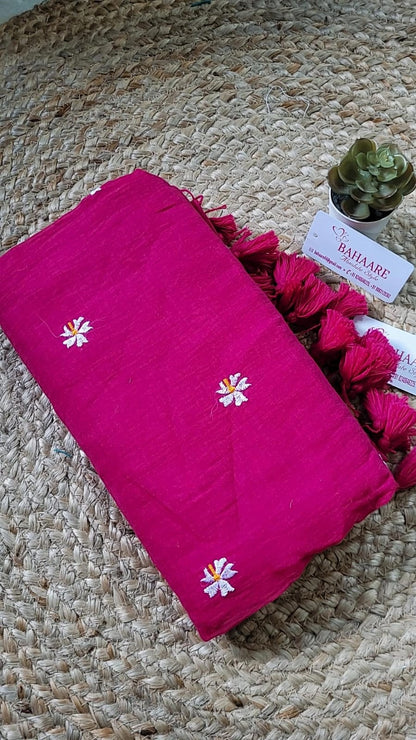 Parijat | Raspberry Pink Mul Mul Cotton Saree