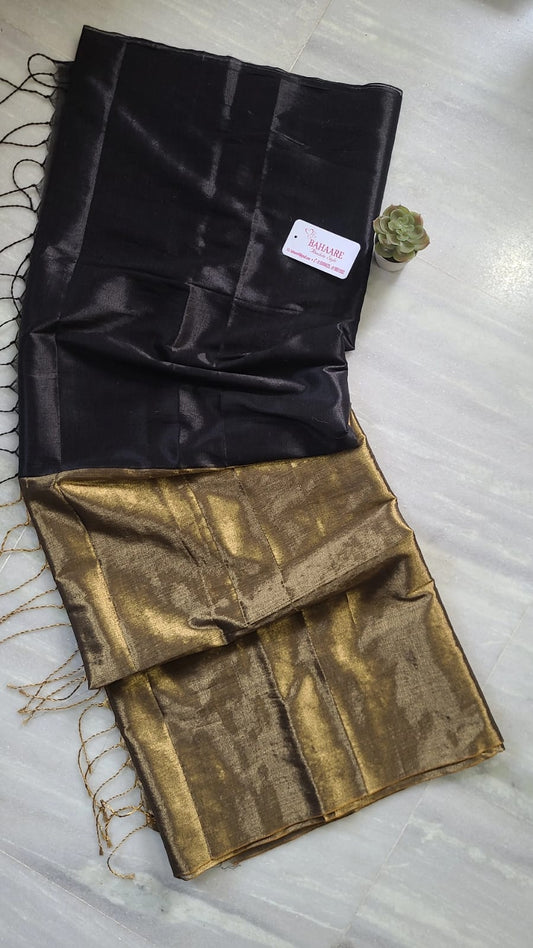 Jashn | Black and Gold Tissue Saree