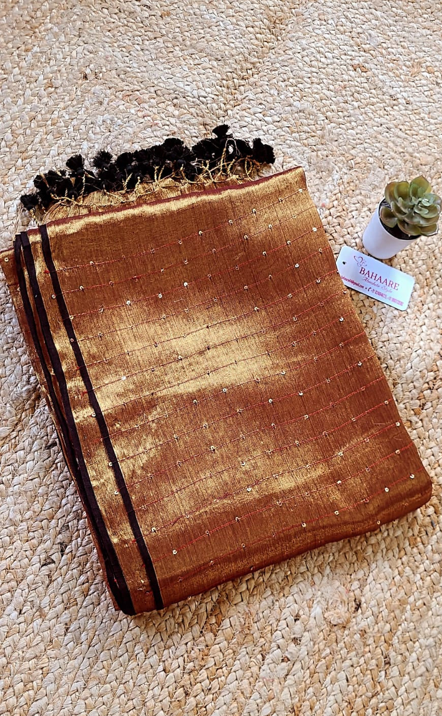 Megha | Dark Copper Tissue Saree