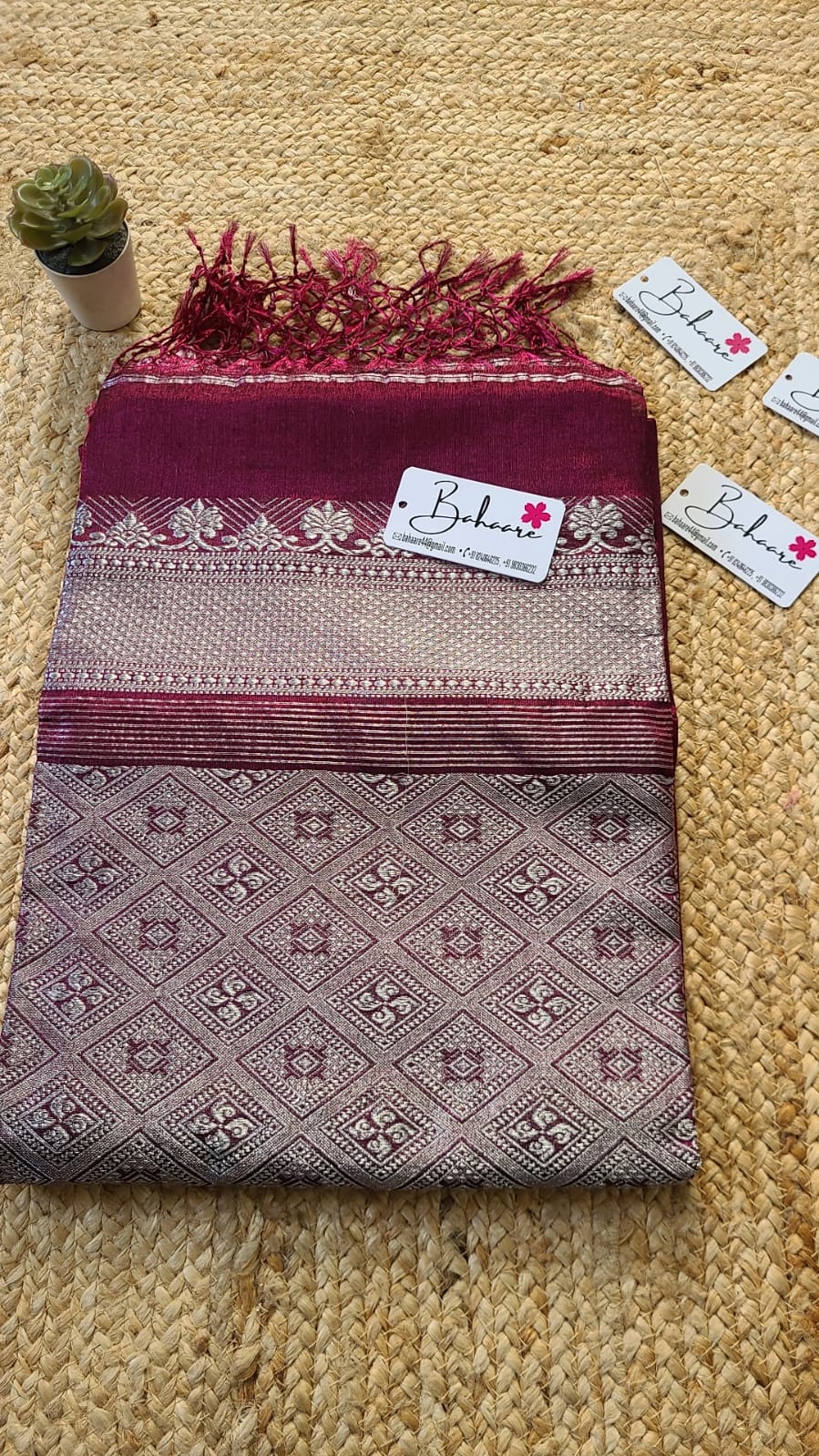 Afreen | Magenta and Silver Kanjivaram Tissue Silk Saree