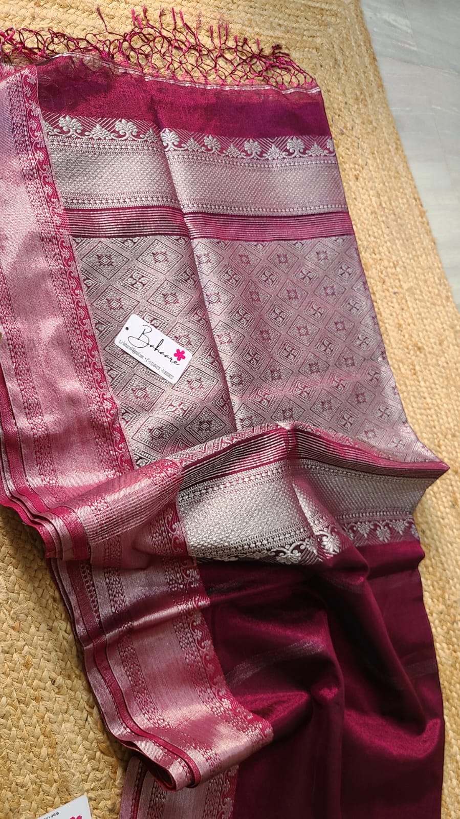 Afreen | Magenta and Silver Kanjivaram Tissue Silk Saree