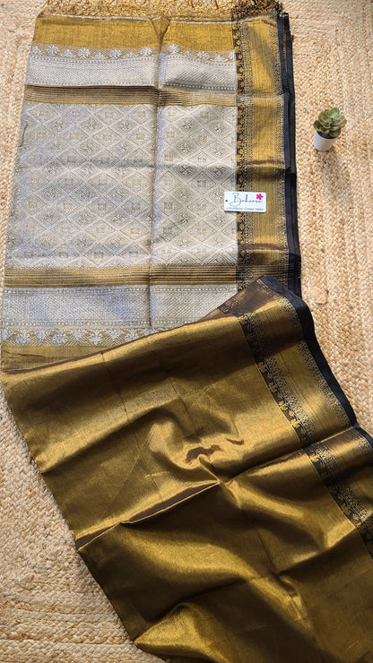 Afreen | Gold and Silver Kanjivaram Tissue Silk Saree