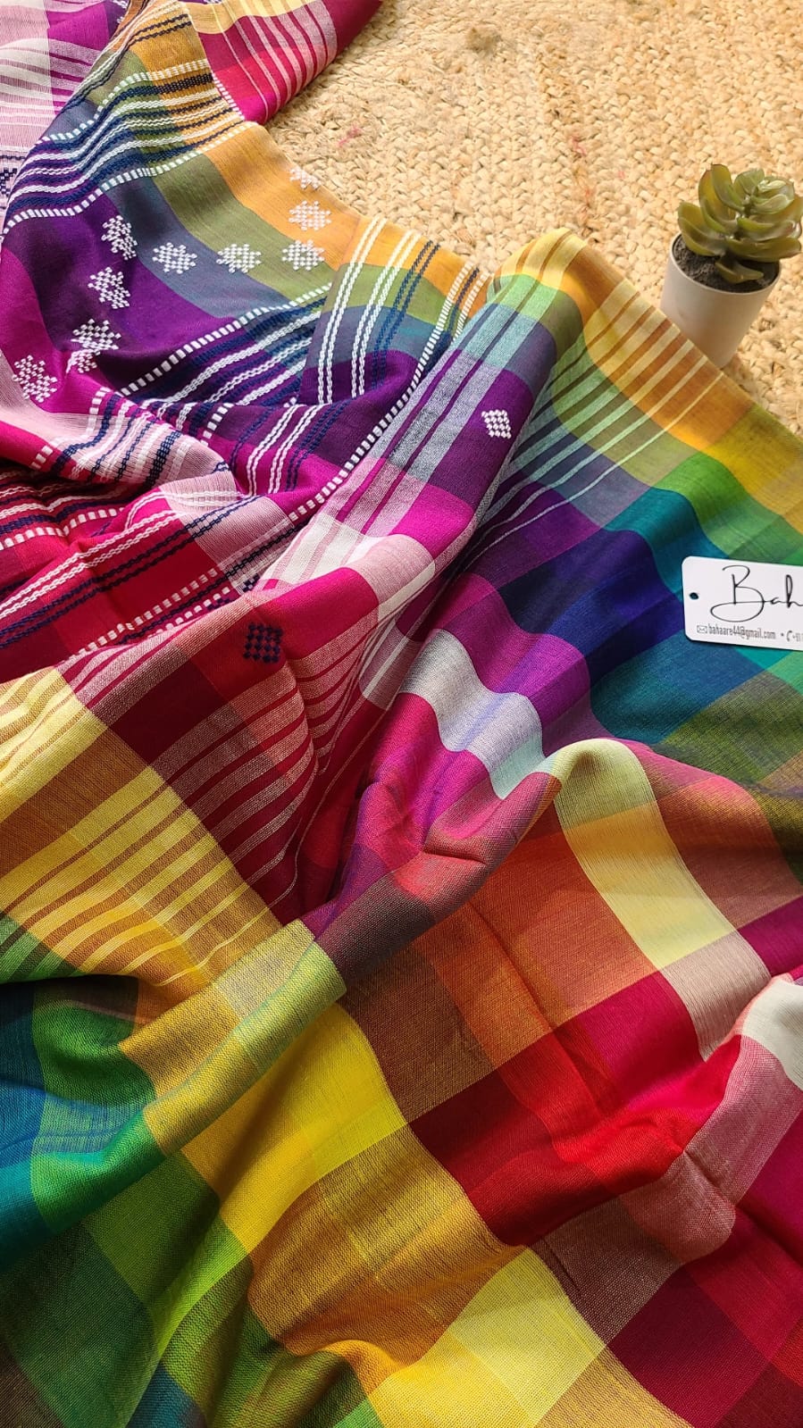 Cotton Galleria | Multicoloured Premium Bengal Cotton Bhujodi Saree